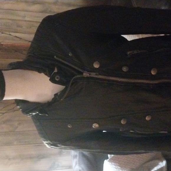 Free People Black Vegan Moto Biker Jacket Size L - Picture 3 of 12